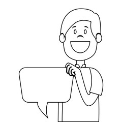 man avatar character with speech bubble vector illustration design