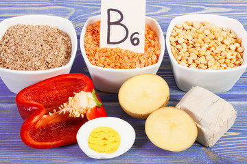 Products and ingredients containing vitamin B6 and dietary fiber, healthy nutrition