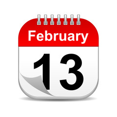 Fototapeta premium February 13 on calendar icon 