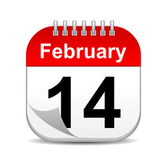 Fototapeta premium February 14 on calendar icon 