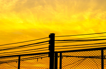 Powerline colorful of sky and clouds background.