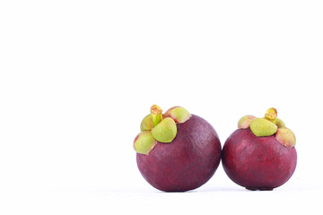  mangosteen queen of fruits (Garcinia mangostana Linn) on white background healthy purple mangosteen fruit food isolated 
