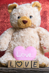 Heart with wooden alphabet