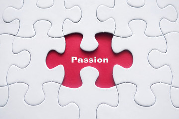 Fototapeta premium Missing puzzle with Passion word