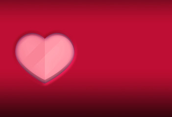 Red Background with Pink 3d gradients Heart Shape Illustration