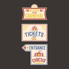 Circus vintage label banner vector illustration.