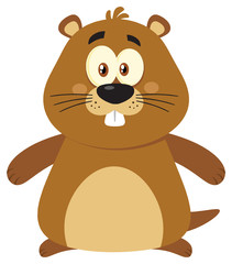 Obraz na płótnie Canvas Cute Marmot Cartoon Mascot Character. Illustration Flat Design Isolated On White Background