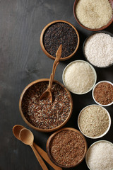 Various rice in bowls