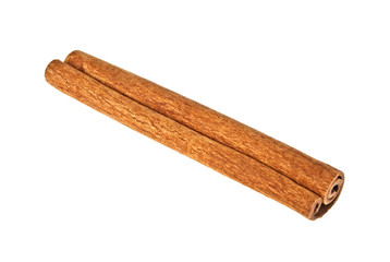 Single cinnamon stick isolated on white background