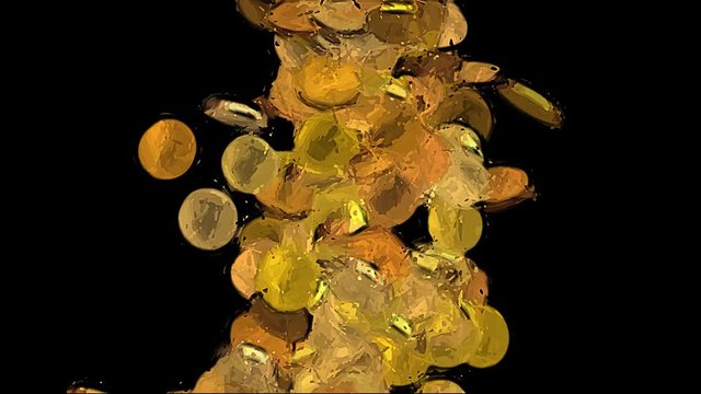 Falling Gold Cartoon Coins   -   Abstract  Video Footage  with Alpha Channel