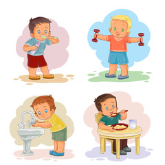 Morning clip art illustrations with young children