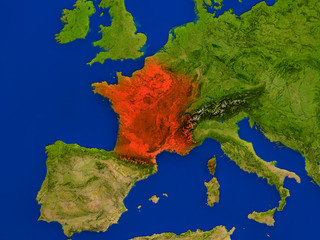 France from space in red