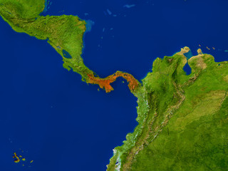 Panama from space in red © harvepino