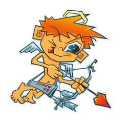 Cupid with arrows and hearts