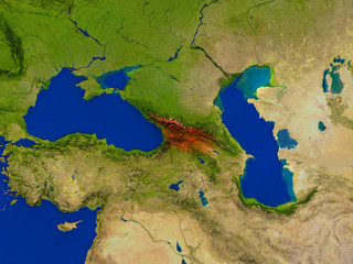 Georgia from space in red