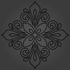 Oriental vector dark pattern with arabesques and floral elements. Traditional classic ornament. Vintage pattern with arabesques