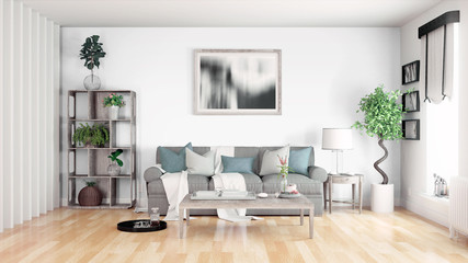 Modern bright interior . 3D rendering
