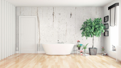 Modern bright interior . 3D rendering