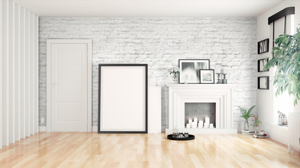 Modern bright interior . 3D rendering