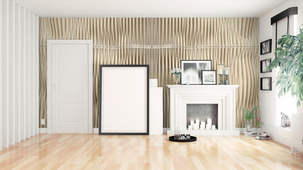 Modern bright interior . 3D rendering