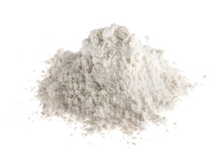 Pile of flour isolated on white background
