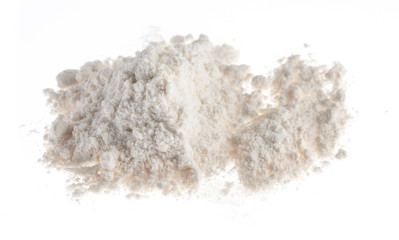 Fototapeta na wymiar Pile of flour isolated on white background