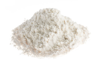 Fototapeta na wymiar Pile of flour isolated on white background