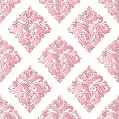 Seamless oriental pink ornament. Fine vector traditional oriental pattern with 3D elements, shadows and highlights