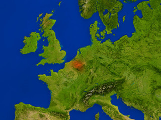 Belgium from space in red