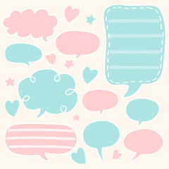 set of cute chat , talk , thought. bubbles sticker. vector illustration.