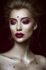 Fototapeta premium Luxury woman portrait with perfect hair and make-up