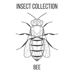 Bee insect geometric lines silhouette isolated on white background vintage vector design element illustration