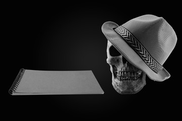 Still life skull dark tone concept Halloween