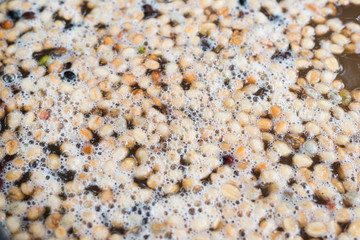 Green coffee bean after pulping hulling and cleaning