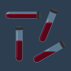 Set of different inclined test tube with blood