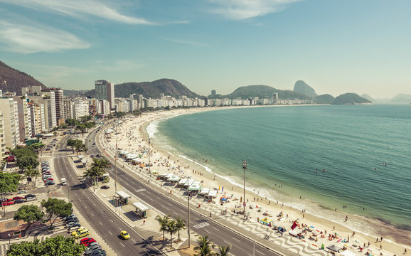 People on Copacabana Beach in Rio de Janeiro,Brazil
