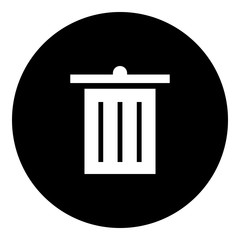 Bin icon - Flat design, glyph style icon - White enclosed in a circle
