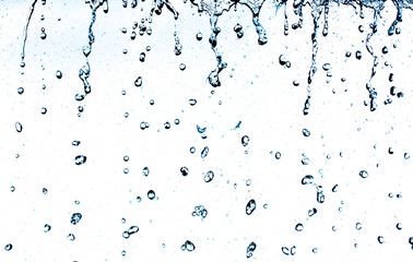 water splash and water drop on white background