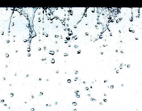 water splash and water drop on white background