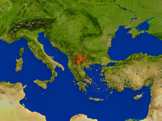 Macedonia from space in red