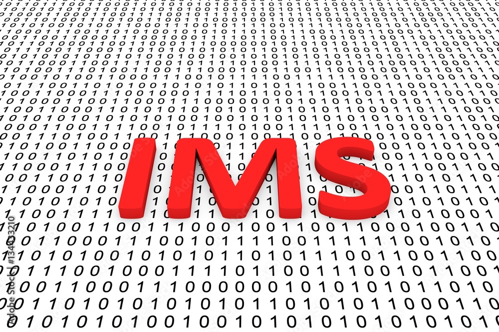 Poster ims in the form of binary code, 3d illustration