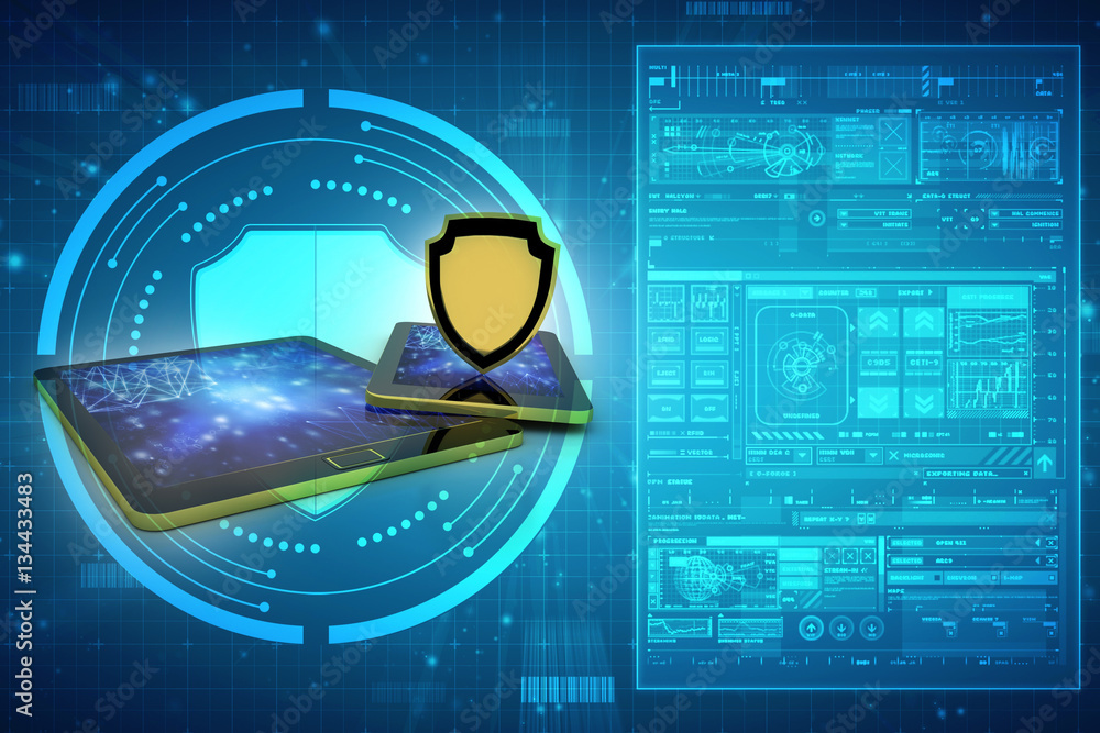 Poster 3d rendering transmitter mobile with shield