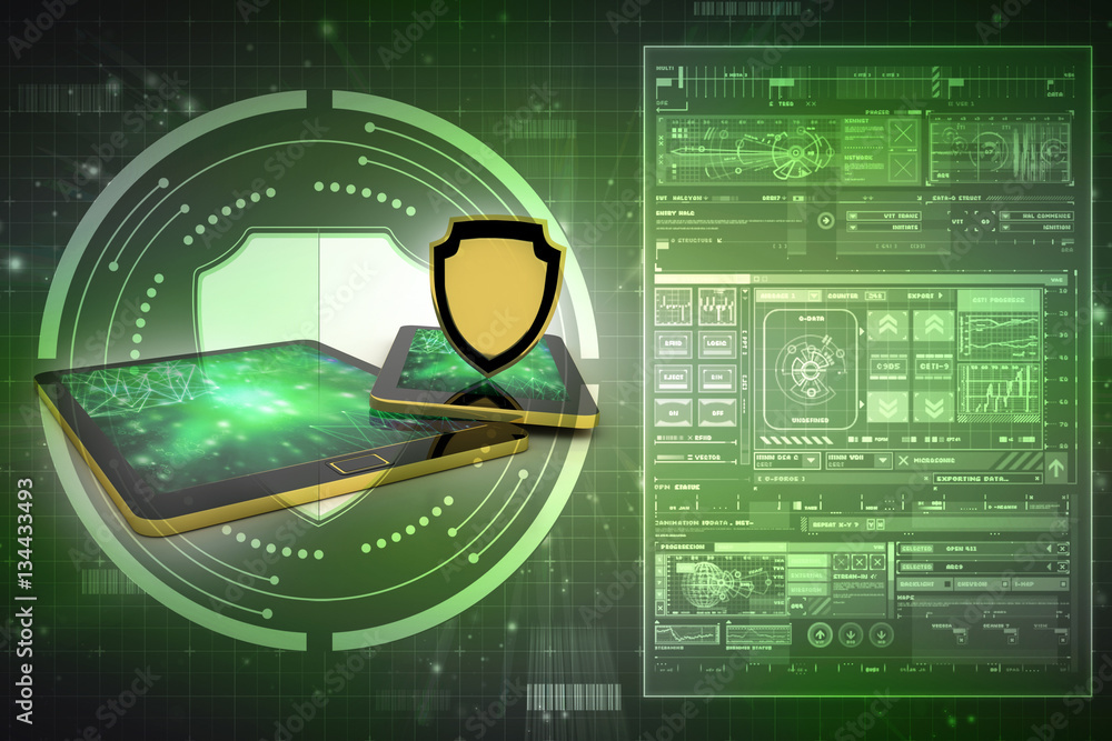 Poster 3d rendering transmitter mobile with shield