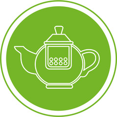 Obraz premium Element of the logo. Linear icon tea on the green circle.