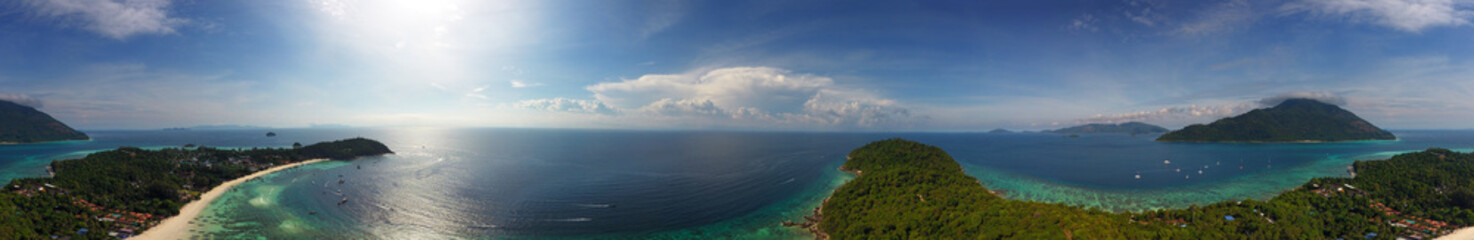 Aerial panorama view on Ko Lipe island