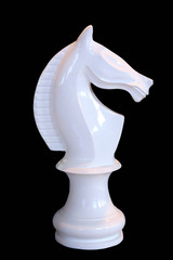 White horse chess isolated on black background