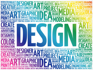 DESIGN word cloud, creative business concept background