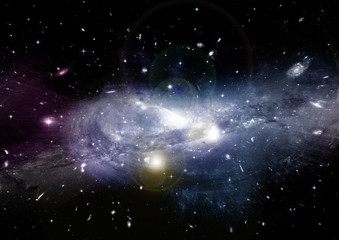 Fototapeta premium Stars, dust and gas nebula in a far galaxy
