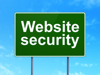 Web development concept: Website Security on road sign background