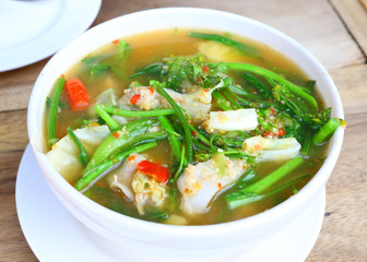 Hot and spicy , A savoury thick soup made from spices and vegetables